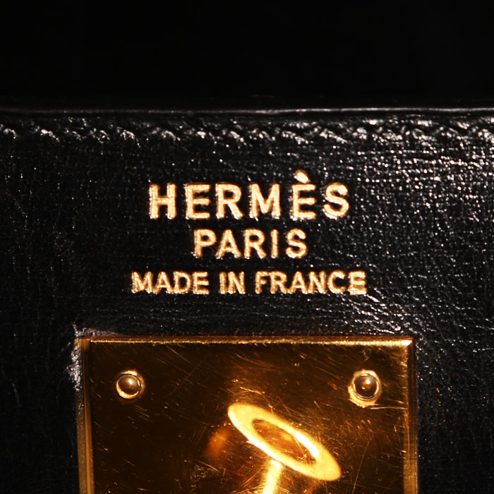 Bolso de mano Hermès Kelly 35 cm en cuero box negro - Detail D4