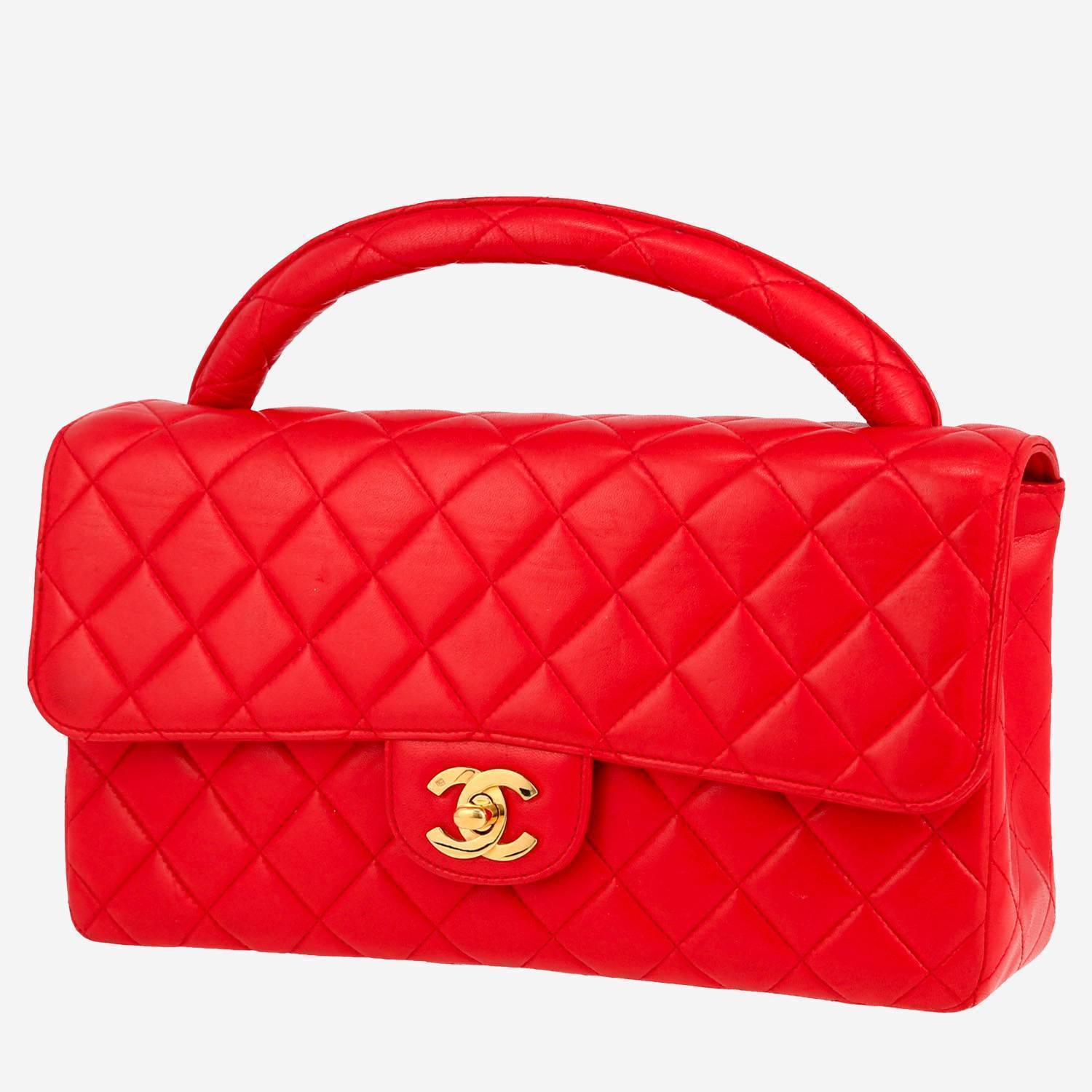Sac à main Chanel Vintage en cuir matelassé rouge