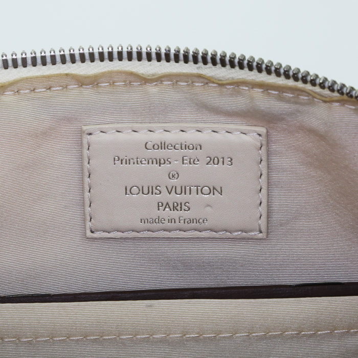 Louis Vuitton Speedy Edition limitée  handbag in yellow and beige damier canvas and beige leather - Detail D3