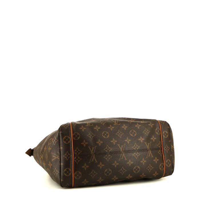 Bolso para llevar al hombro Louis Vuitton Totally en lona Monogram marrón y cuero natural - Detail D4