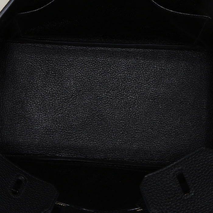 Bolso de mano Hermès  Birkin 25 cm en cuero togo negro - Detail D2