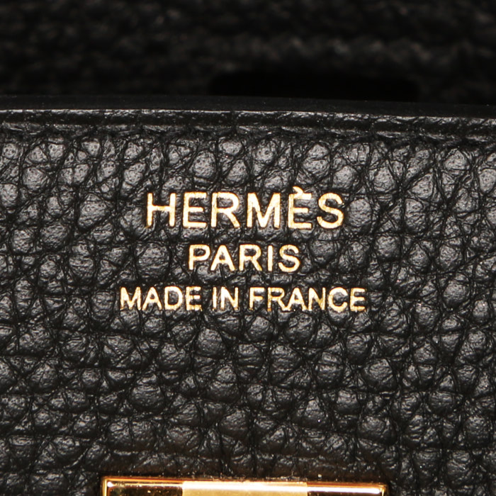 Bolso de mano Hermès  Birkin 25 cm en cuero togo negro - Detail D3