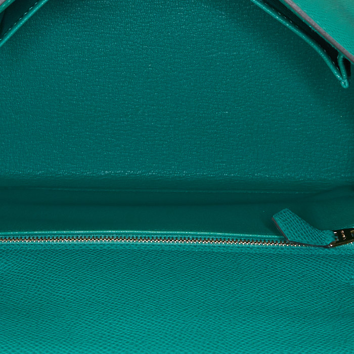 Sac à main Hermès  Kelly 25 cm en cuir epsom vert-malachite - Detail D3