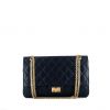 Chanel 2.55 shoulder bag in blue quilted grained leather - 360 thumbnail