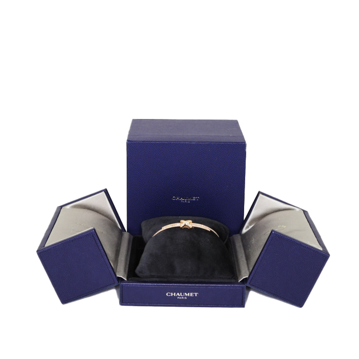 Brazalete redondo que se puede abrir Chaumet Jeux de Liens en oro rosa y diamantes - Detail D2