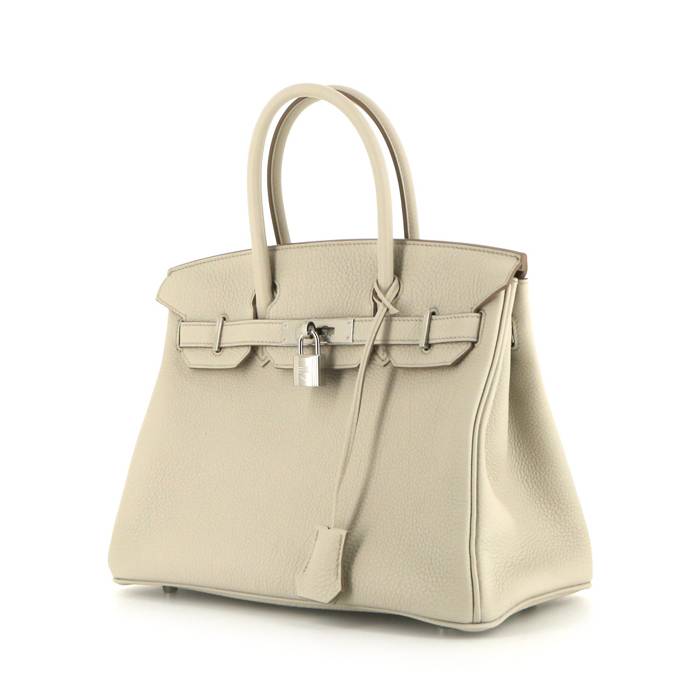 Hermes Birkin 30 cm handbag in grey Béton togo leather - 00pp