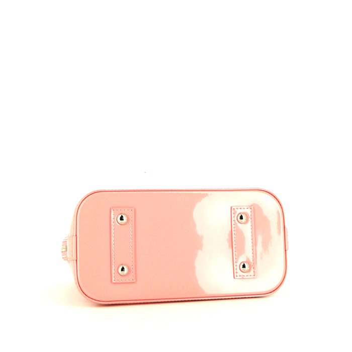 Louis Vuitton  Alma Editions Limitées mini  shoulder bag  in pink and red bicolor  patent leather - Detail D5