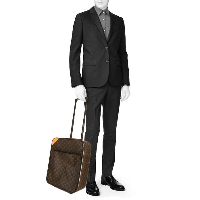 Louis Vuitton  Pegase soft suitcase  in brown monogram canvas  and natural leather - Detail D1