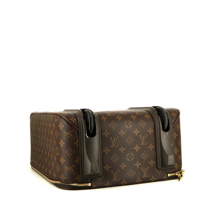 Maleta flexible Louis Vuitton  Pegase en lona Monogram marrón y cuero natural - Detail D4