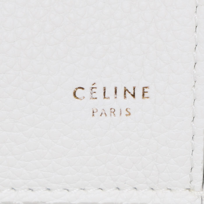 Bolso de mano Céline Tri-Fold en cuero granulado blanco - Detail D3