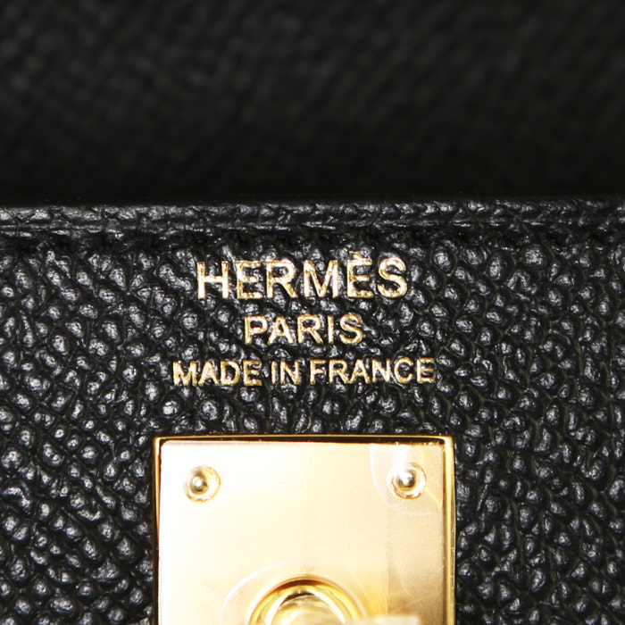 Sac à main Hermes Kelly 25 cm en cuir epsom noir - Detail D4