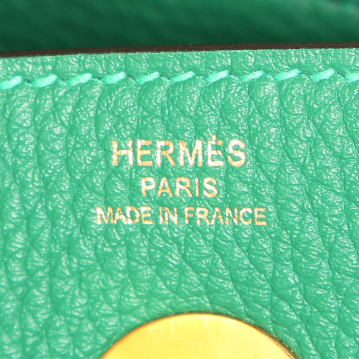 Bolso de mano Hermes Lindy en cuero verde - Detail D3