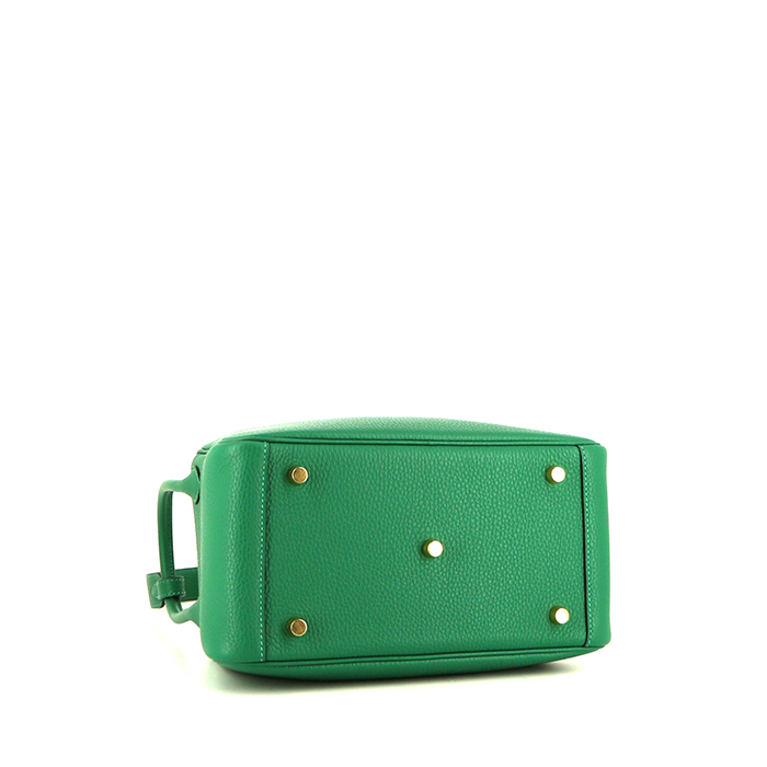 Bolso de mano Hermes Lindy en cuero verde - Detail D4