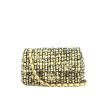 Chanel Timeless shoulder bag in beige and blue tweed and yellow leather - 360 thumbnail