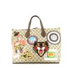 Shopping bag Gucci Suprême GG in tela monogram cerata beige motivi e pelle marrone - 360 thumbnail