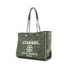 Chanel  Deauville shopping bag  in green canvas  and green leather - 00pp thumbnail