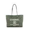 Chanel  Deauville shopping bag  in green canvas  and green leather - 360 thumbnail
