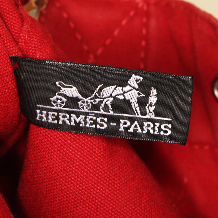 Hermes Toto Bag - Shop Bag shopping bag in red canvas - Detail D3