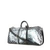 Louis Vuitton Keepall 55 cm travel bag in navy blue and white monogram canvas and navy blue leather - 00pp thumbnail