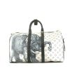 Louis Vuitton Keepall 55 cm Chapman Brothers travel bag in off-white and navy blue monogram canvas and navy blue leather - 360 thumbnail