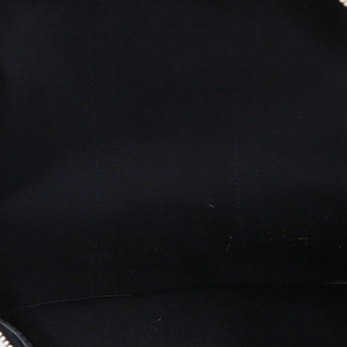 Louis Vuitton Keepall 55 cm travel bag in off-white and navy blue monogram canvas and navy blue leather - Detail D3