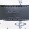 Borsa da viaggio Louis Vuitton Keepall 55 cm in tela monogram cerata bianco sporco e blu marino con motivo e pelle blu marino - Detail D4 thumbnail