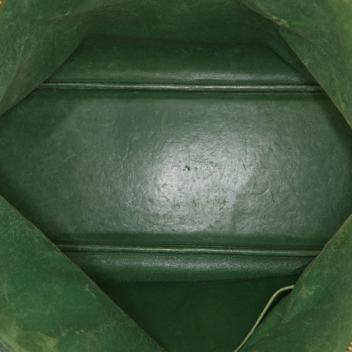 Bolso de mano Hermes Bolide en cuero Courchevel verde - Detail D2