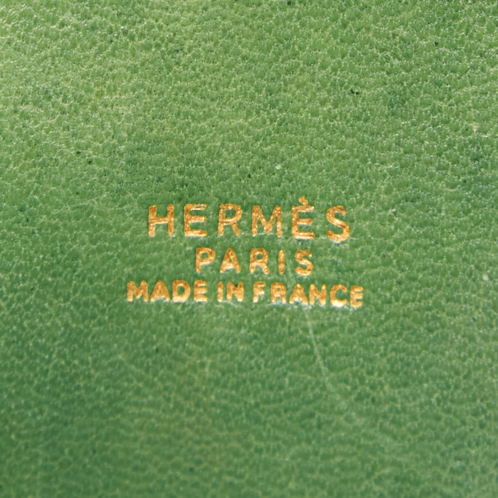 Bolso de mano Hermes Bolide en cuero Courchevel verde - Detail D3