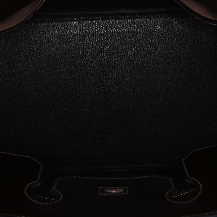 Hermes Birkin 35 cm handbag in brown box leather - Detail D2