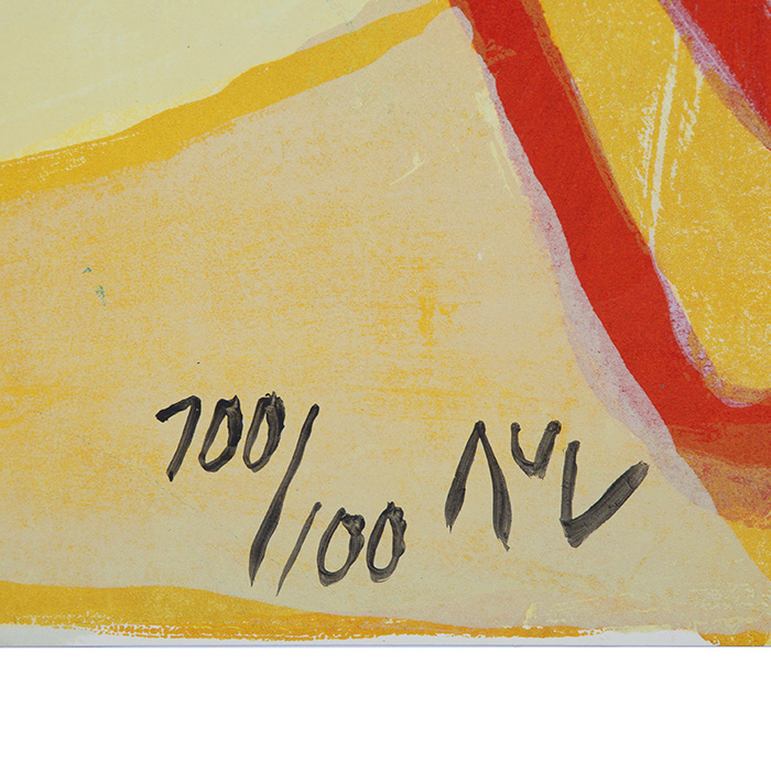 Bram Van Velde, "Impulsion", lithographie en couleurs sur papier Rives, monogrammée et numérotée, de 1974