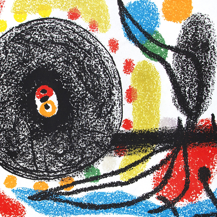 Joan Miró, "Le lézard aux plumes d'or", lithograph in colors on paper, signed and numbered, of 1971 - Detail D1