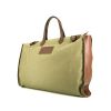 Shopping bag Hermès in tela verde kaki e pelle Courchevel marrone - 00pp thumbnail