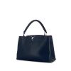 Louis Vuitton Capucines large model handbag in blue grained leather and pink piping - 00pp thumbnail