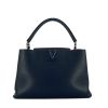 Louis Vuitton Capucines large model handbag in blue grained leather and pink piping - 360 thumbnail