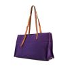 Hermès Etrivière  shopping bag in purple canvas and brown leather - 00pp thumbnail