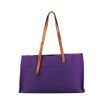Shopping bag Hermès Etrivière  in tela viola e pelle marrone - 360 thumbnail