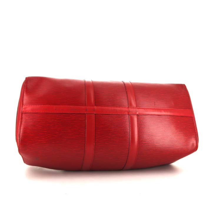 Louis Vuitton Keepall 45 travel bag in red epi leather - Detail D4