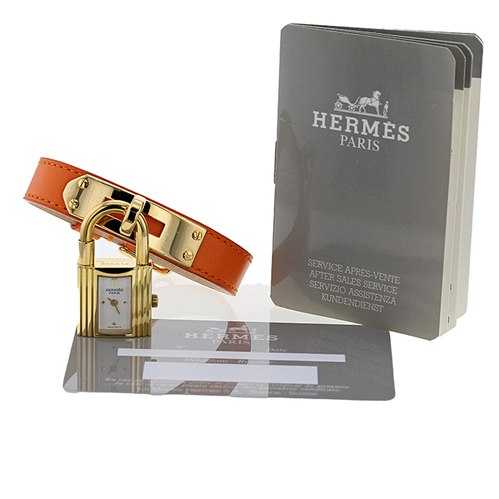 Reloj Hermes Kelly-Cadenas de oro chapado Circa  1990