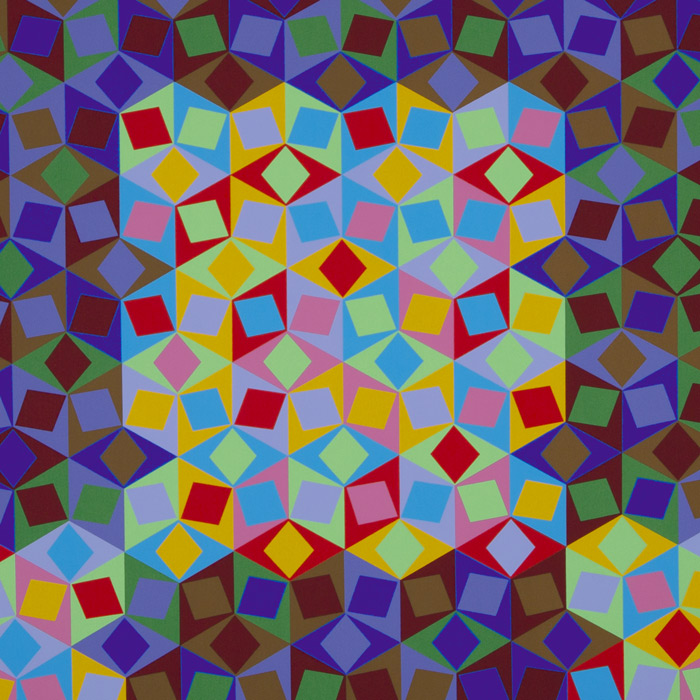 Victor Vasarely, "Photon-MC", from the album "Diam", silkscreen in colors on paper, signed and numbered, of 1988 - Detail D1