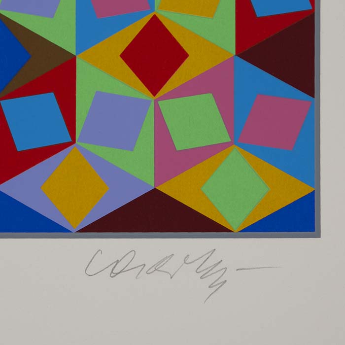 Victor Vasarely, "Photon-MC", from the album "Diam", silkscreen in colors on paper, signed and numbered, of 1988 - Detail D3