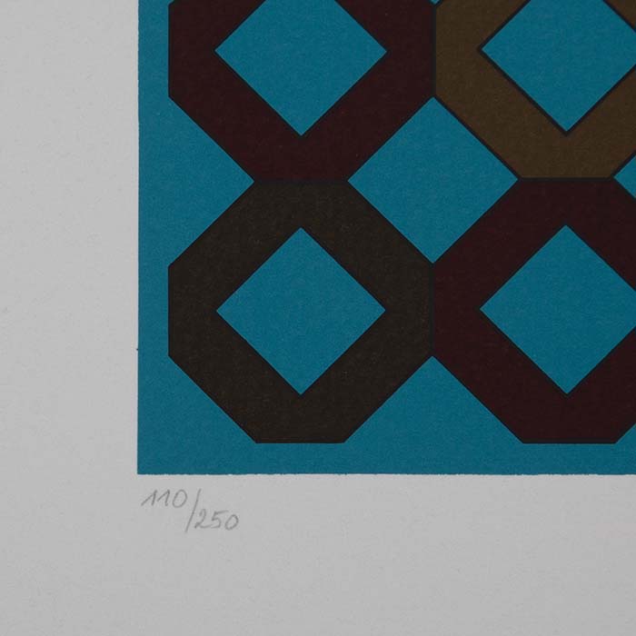 Victor Vasarely, "Okta-2" ou "Octa-Sarga", tirée de l'album "11+1", sérigraphie en couleurs sur papier, signée et numérotée, de 1985 - Detail D2