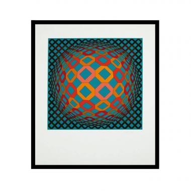 Victor Vasarely, "Okta-2" ou "Octa-Sarga", tirée de l'album "11+1", sérigraphie en couleurs sur papier, signée et numérotée, de 1985