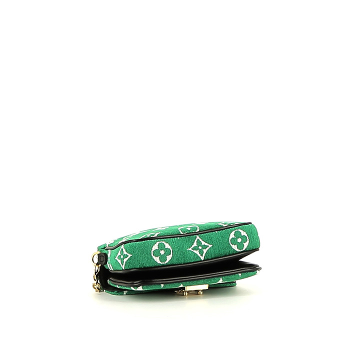Louis Vuitton Metis micro handbag in green and white velvet and black leather - Detail D5