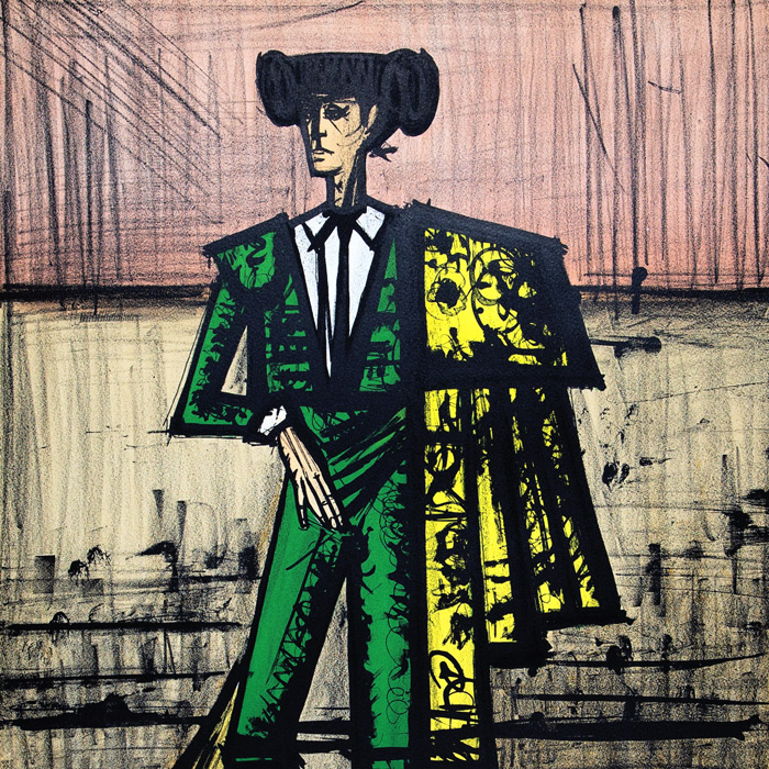 Bernard Buffet, "Bullfighter with green costume", lithograph in nine colors on paper, signed and annotated EA (AP) of 1966 - Detail D1