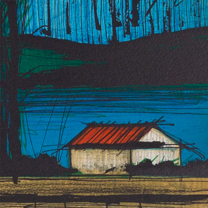 Bernard Buffet, "Saint-Tropez, The pool of the House", from the "Saint-Tropez" album, lithograph in colors on paper, signed and annotated EA (AP), of 1979 - Detail D1