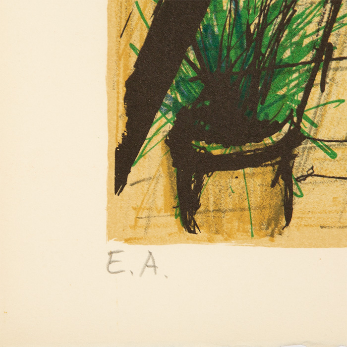 Bernard Buffet, "Saint-Tropez, The pool of the House", from the "Saint-Tropez" album, lithograph in colors on paper, signed and annotated EA (AP), of 1979 - Detail D2