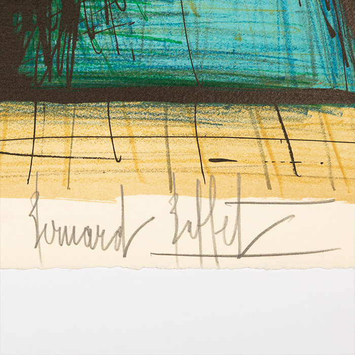 Bernard Buffet, "Saint-Tropez, The pool of the House", from the "Saint-Tropez" album, lithograph in colors on paper, signed and annotated EA (AP), of 1979 - Detail D3
