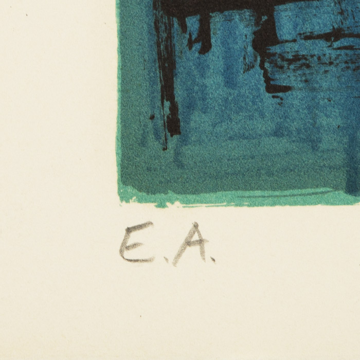 Bernard Buffet, "Full speed in the gulf", from the "Saint-Tropez" album, lithograph in colors on paper, signed and annotated EA (AP), of 1979 - Detail D2