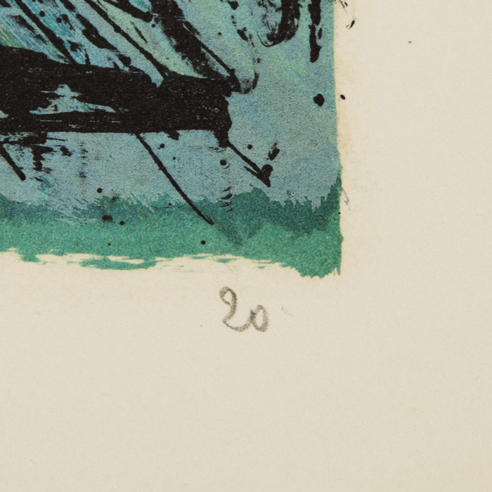 Bernard Buffet, "Full speed in the gulf", from the "Saint-Tropez" album, lithograph in colors on paper, signed and annotated EA (AP), of 1979 - Detail D4