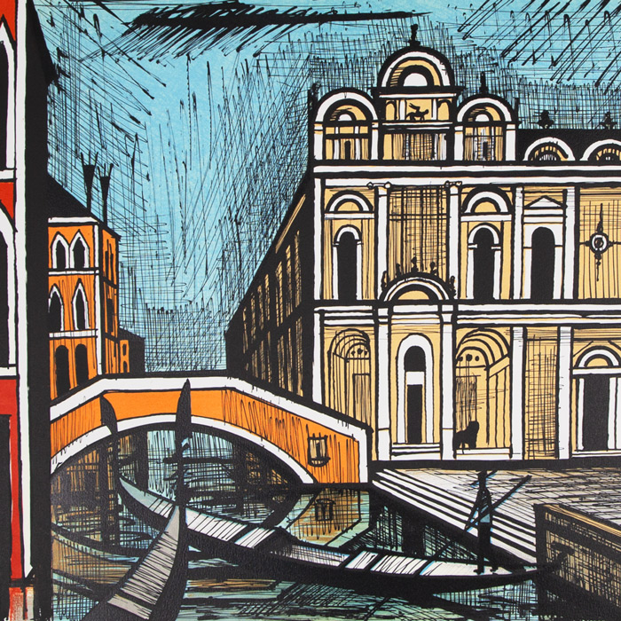 Bernard Buffet, "Scuola San Marco", from the album "Venise", lithograph in colors on paper, signed and annotated EA (AP), of 1986 - Detail D1